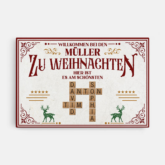 6650CGE1 hier ist es am schonsten weihnachten leinwand kreuzwortratsel personalisiert familie 6650C8ZMI