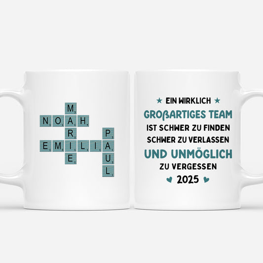 6660MGE1 ein wirklich grossartiges team ist schwer zu finden personalisierte kreuzwortratsel tasse abschied kollegin_ 6660MTQTO