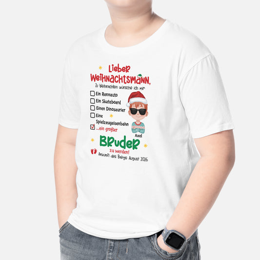 6683AGE2 lieber weihnachtsmann zu weihnachten wunsche ich mir kinder t shirts personalisiert schwester bruder 6683ATVAK