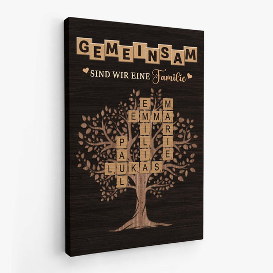 6691CGE2 gemeinsam sind wir eine familie leinwand familienstammbaum kreuzwortratsel personalisiert 6691C3VTI