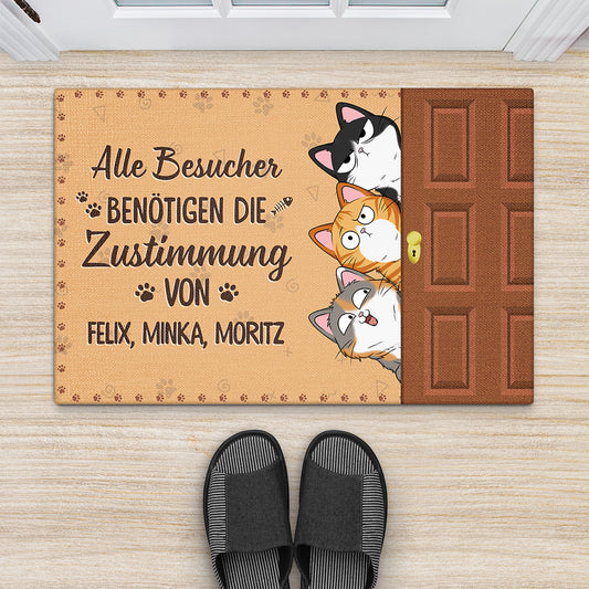 6702DGE2 besucher nur mit genehmigung der katzen fussmatte katzen personalisiert 6702DTM5D