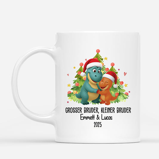 6715MGE1 grosser bruder kleiner bruder dino weihnachtstasse personalisiert_ bruder schwester 6715M