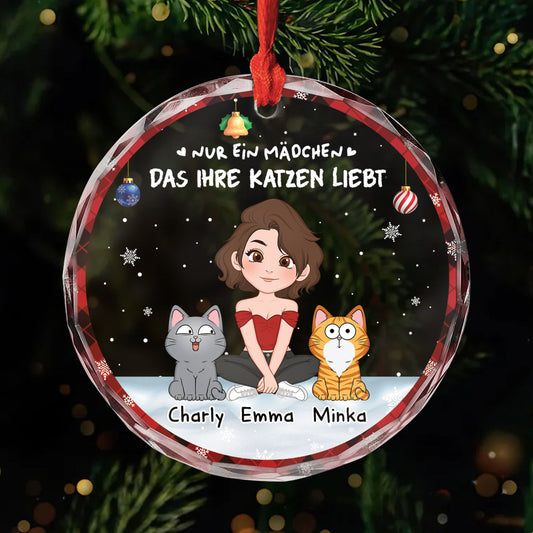 6716OGE1 ein madchen und ihre katze glas weihnachtsschmuck personalisiert 6716OKV5D