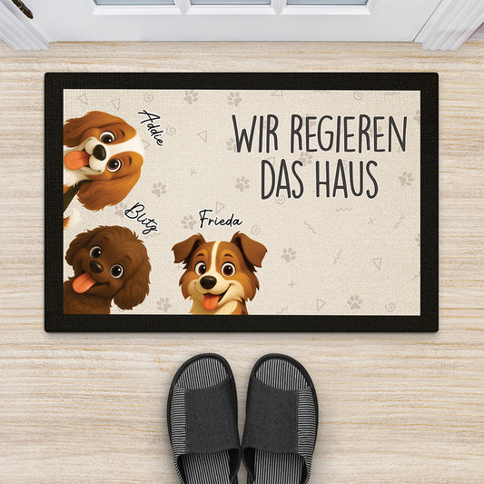 6785DGE2 wir regieren das haus fussmatte personalisiert hund_ 6785DKT5C