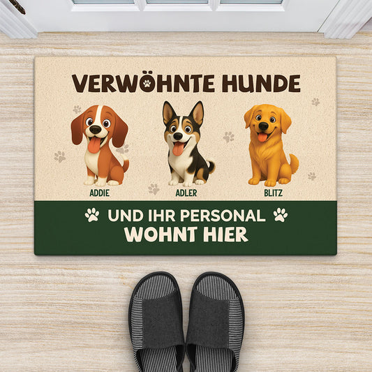 6789DGE2 verzogene hunde und ihr hauspersonal wohnen hier fussmatte personalisiert hund_ 6789D8V5C