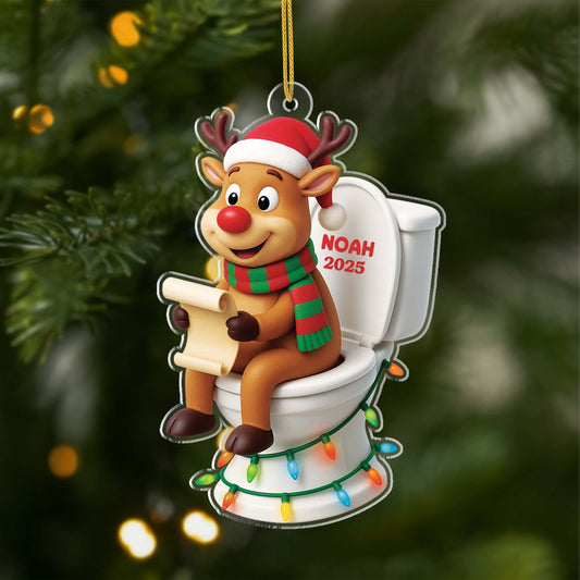 6807OGE1 3d druck effekt rentier mit zeitung auf klo acryl weihnachtsschmuck personalisiert frauen und manner 6807OKP5B