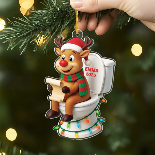 6807OGE2 3d druck effekt rentier mit zeitung auf klo acryl weihnachtsschmuck personalisiert frauen und manner 6807OKP5B