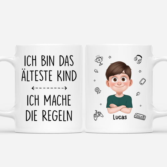 6922MGE1 ich bin das alteste kind ich mache die regeln personalisierte tasse kinder geschwister lustig 6922MTVZE