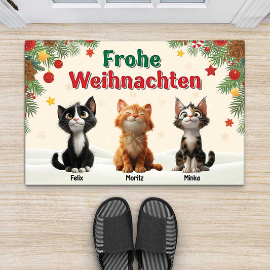 6923DGE1 frohe miau nachten weihnachts fussmatte katzen personalisiert 6923D86WD2