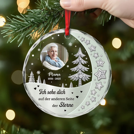 6944OGE2 ich sehe dich auf der anderen seite der sterne personalisierter weihnachtsschmuck foto_ glas mama papa zur erinnerung 6944O8ZMB