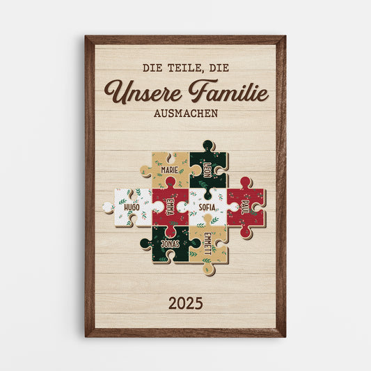 6952CGE1 die teile die unsere familie ausmachen personalisierte leinwand familie_ mit namen puzzleteile 6952CTPZI