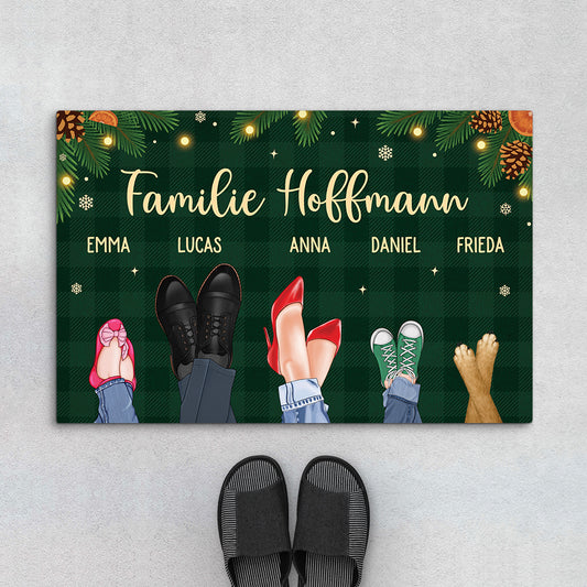 7038DGE1 die familie personalisierte fussmatte familie mit hund und katze_ weihnachten 7038D8PWI