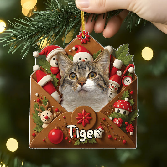 7109OGE2 katzen briefumschlag personalisierter weihnachtsschmuck foto_ acryl 7109OTMND
