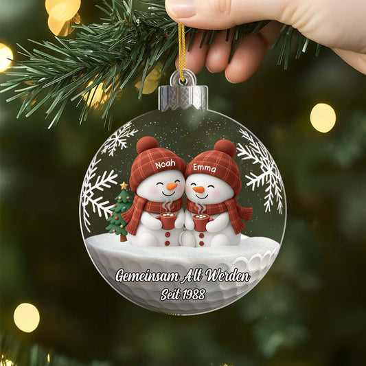 7136OGE2 3d druck effekt gemeinsam alt werden seit acryl weihnachtsschmuck personalisiert paare gruner schneemann 7136O8Q5G