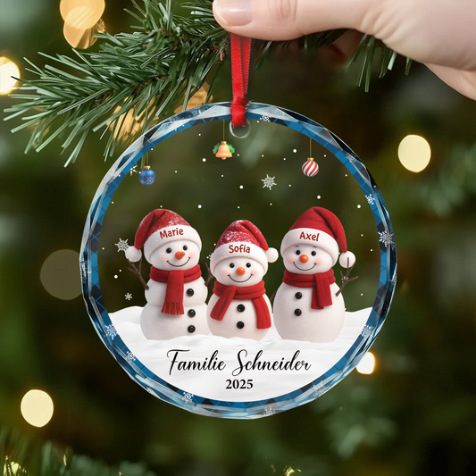 7153OGE2 schneemann schneelandschaft glas weihnachtsschmuck personalisiert familie 7153O8T5I