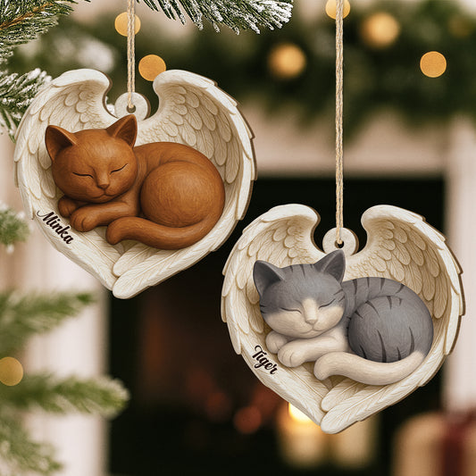 7173OGE2 3d druck effekt schlafender engel katze mit flugeln personalisierte 1 schicht holz ornamente zur erinnerung 7173O3ZZD
