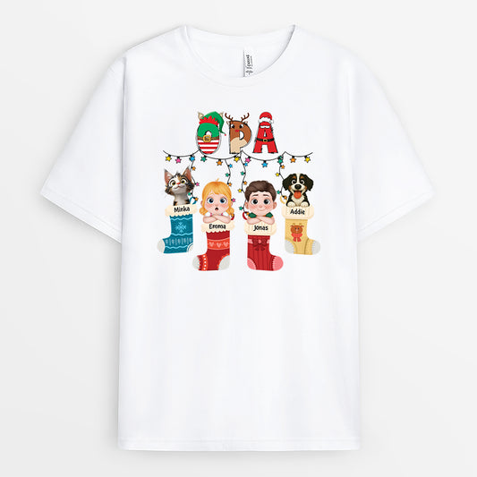 7194AGE1 kinder mit hund und katze opa oma t shirt personalisiert weihnachten 7194A6KNB