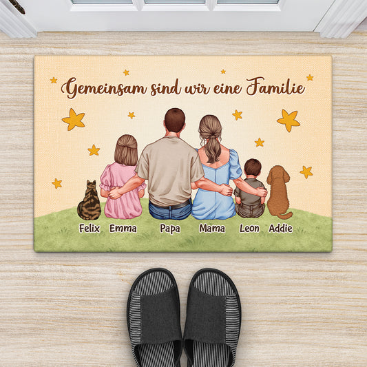 7231DGE2 familie personalisierte fussmatte familie mit hund und katze_ 7231D8T5I