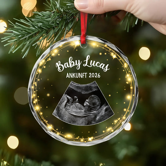 7239OGE2 ankunft des babys glas weihnachtsschmuck personalisiert_ zur geburt mit ultraschallbild_ 7239O8VMK