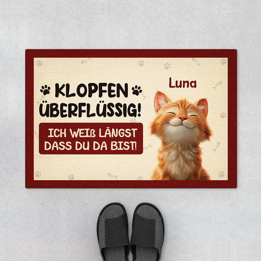 7285DGE1 klopfen uberflussig ich weiss langst dass du da bist fussmatte katzen personalisiert 7285D8KCD