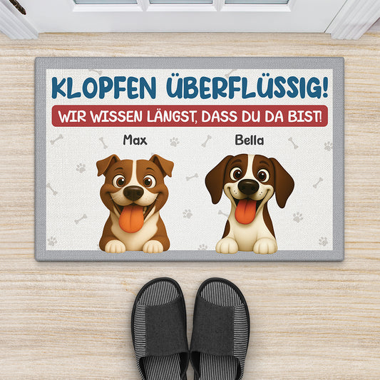 7285DGE2 klopfen uberflussig ich weiss langst dass du da bist fussmatte personalisiert hund_ 7285D8KCC