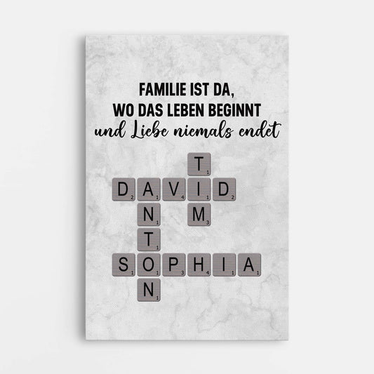 7328CGE1 die liebe einer familie wahrt ewig personalisierte kreuzwortratsel leinwand 7328C