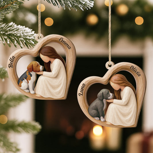 7337OGE2 hund und madchen personalisierte 1 schicht holz ornamente weihnachten frauen 7337O3H5C