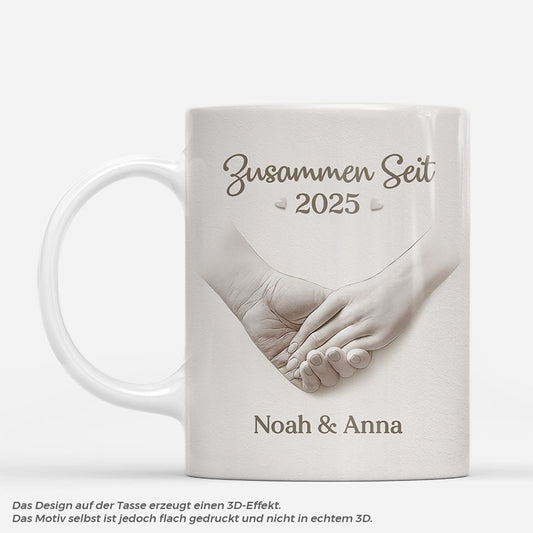 7344MGE1 3d druck effekt zusammen seit hand in hand paar tassen personalisiert 7344M8VZG