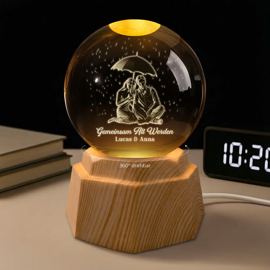 7377LGE1 gemeinsam alt werden seit paar 3d kristallkugel personalisiert 7377L3LZG