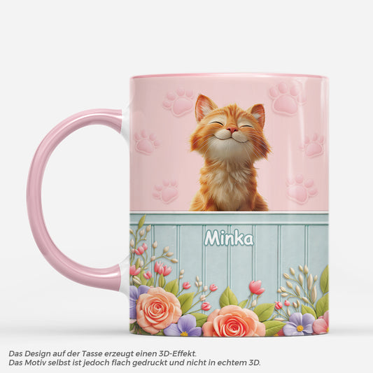 7409MGE1 3d druck effekt katze und blumen katzen tasse personalisiert_ 7409M3LTD