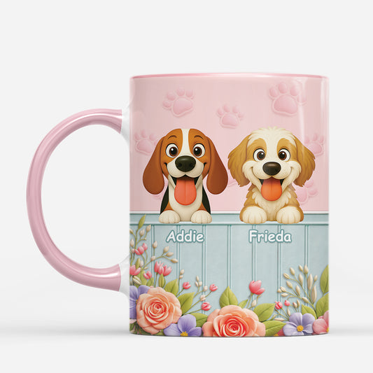 7409MGE2 3d druck effekt hund und blumen personalisierte tasse hund_ 7409M3LTC