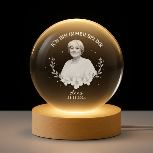 7422LGE1 ich bin immer bei dir kristallkugel personalisiert_ foto zur erinnerung frauen manner 7422L3QWA