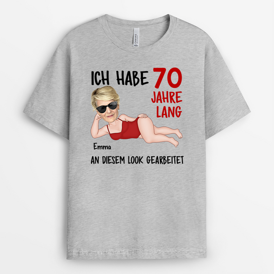 7431AGE2 ich habe 70 jahre lang an diesem look gearbeitet personalisiertes t shirt geburtstag mit gesicht frauen manner 7431A_ec3be86a 810c 4a46 a59e 1e3cc725d711