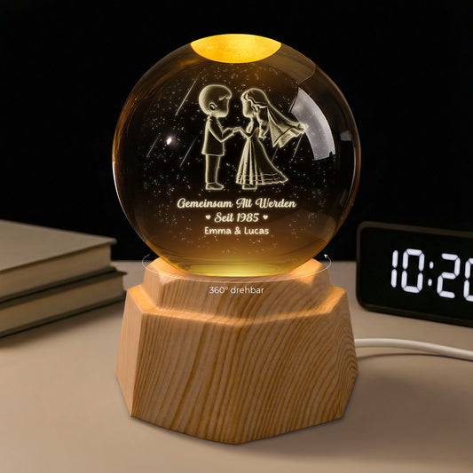 7436LGE1 gemeinsam alt werden seit paar 3d kristallkugel personalisiert braut brautigam 7436LTLCG