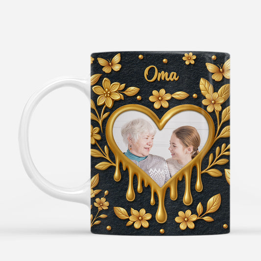 7490MGE2 3d druck effekt grosses herz blumen blatter mama oma tasse personalisiert foto 7490M