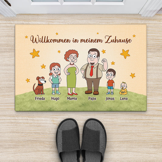 7503DGE2 willkommen in unserem haus personalisierte fussmatte familie mit hund und katze_ die simpsons 7503DTT5I
