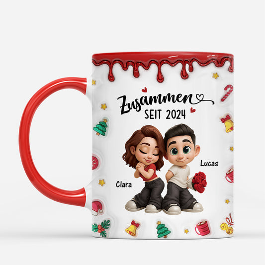 7511MGE2 3d druck effekt zusammen seit personalisierte weihnachtstasse paar roter zuckerguss 7511MKL5G