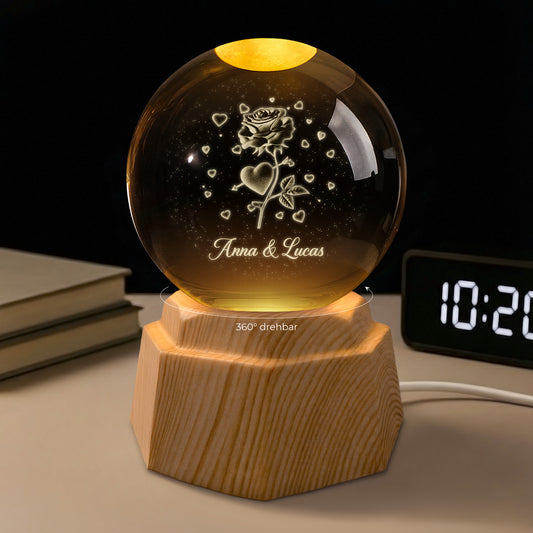 7513LGE1 herz mit pfeil paar 3d kristallkugel personalisiert 7513L8PZG