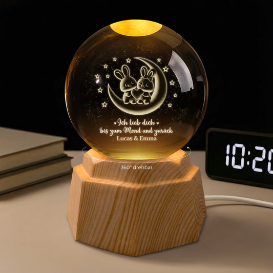 7517LGE1 ich lieb dich bis zum mond und zuruck 3d kristallkugel personalisiert kaninchen paar 7517L8VCG