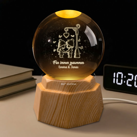 7527LGE1 gemeinsam alt werden seit 3d kristallkugel personalisiert paar strassenlaterne 7527LTPNG