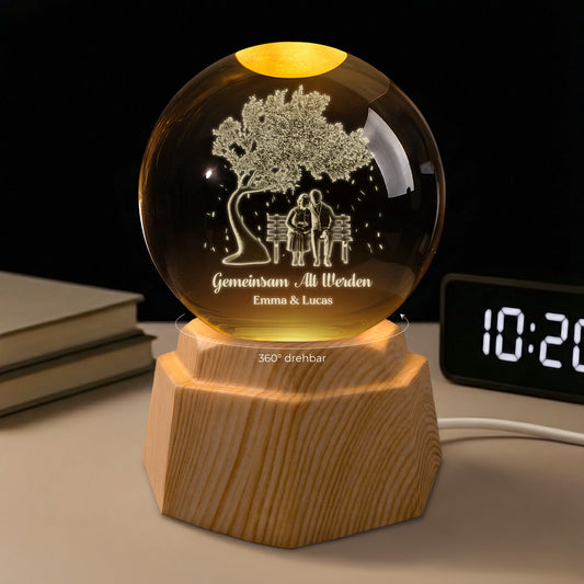 7529LGE1 gemeinsam alt werden seit 3d kristallkugel personalisiert paar baum 7529LTPWG