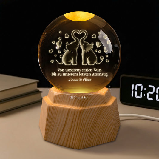 7532LGE1 vom ersten kuss bis zum letzten atemzug 3d kristallkugel personalisiert_ elefantenpaare 7532LTLNG_1