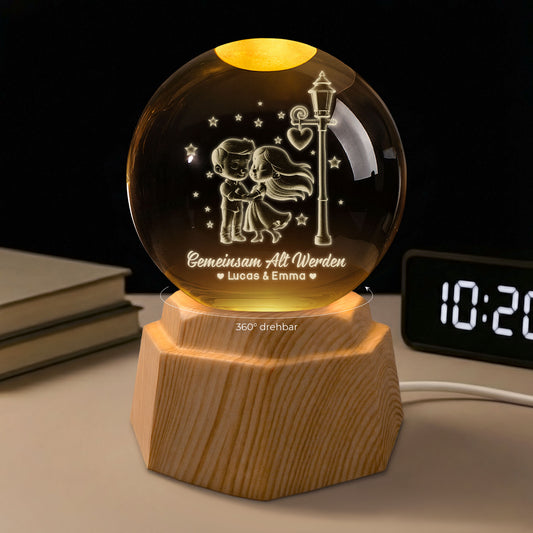 7558LGE1 gemeinsam alt werden 3d kristallkugel personalisiert paar 7558L6PAG
