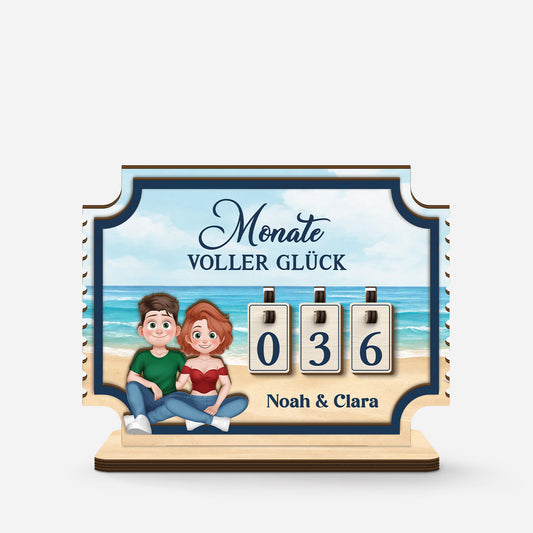 7582QGE1 monate voller gluck personalisierte holz zahler plakette paar 7582Q8VMG_5
