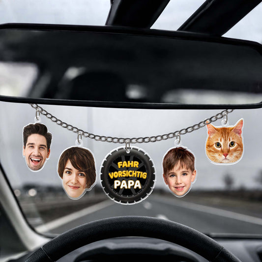 7595GGE1 fahr vorsichtig papa mama mein schatz paar acryl autospiegel anhanger personalisiert_ foto 7595G6TTG