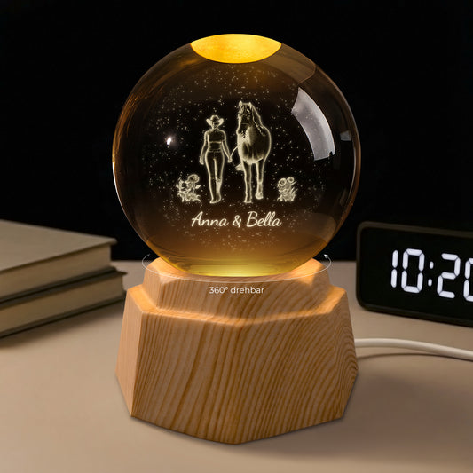 7615LGE1 mensch und pferd 3d kristallkugel personalisiert 7615L3VCU_1