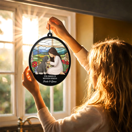 7667UGE2 wenn liebe allein dich hatte halten konnen hattest du ewig gelebt personalisierte trauergeschenke acryl sonnenfanger hund 7667ucpnc