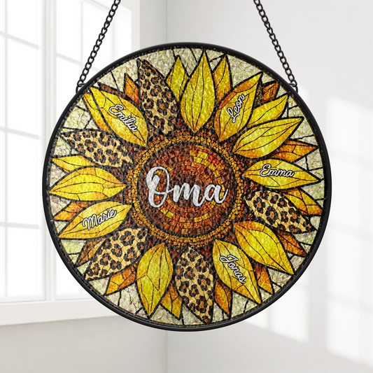 7678UGE1 sonnenblumen mit namen buntglas sonnenfanger personalisiert omamama 7678utfna