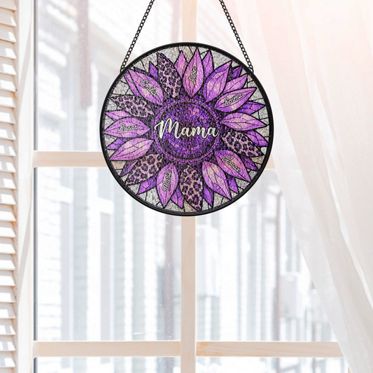 7678UGE2 sonnenblumen mit namen buntglas sonnenfanger personalisiert omamama 7678utfna