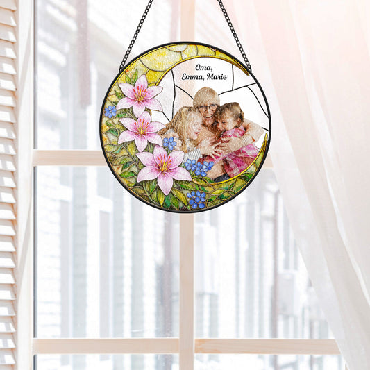 7703UGE1 oma enkelkinder sonnenblumen buntglas sonnenfanger personalisiert foto mamaoma 7703u6vna_3